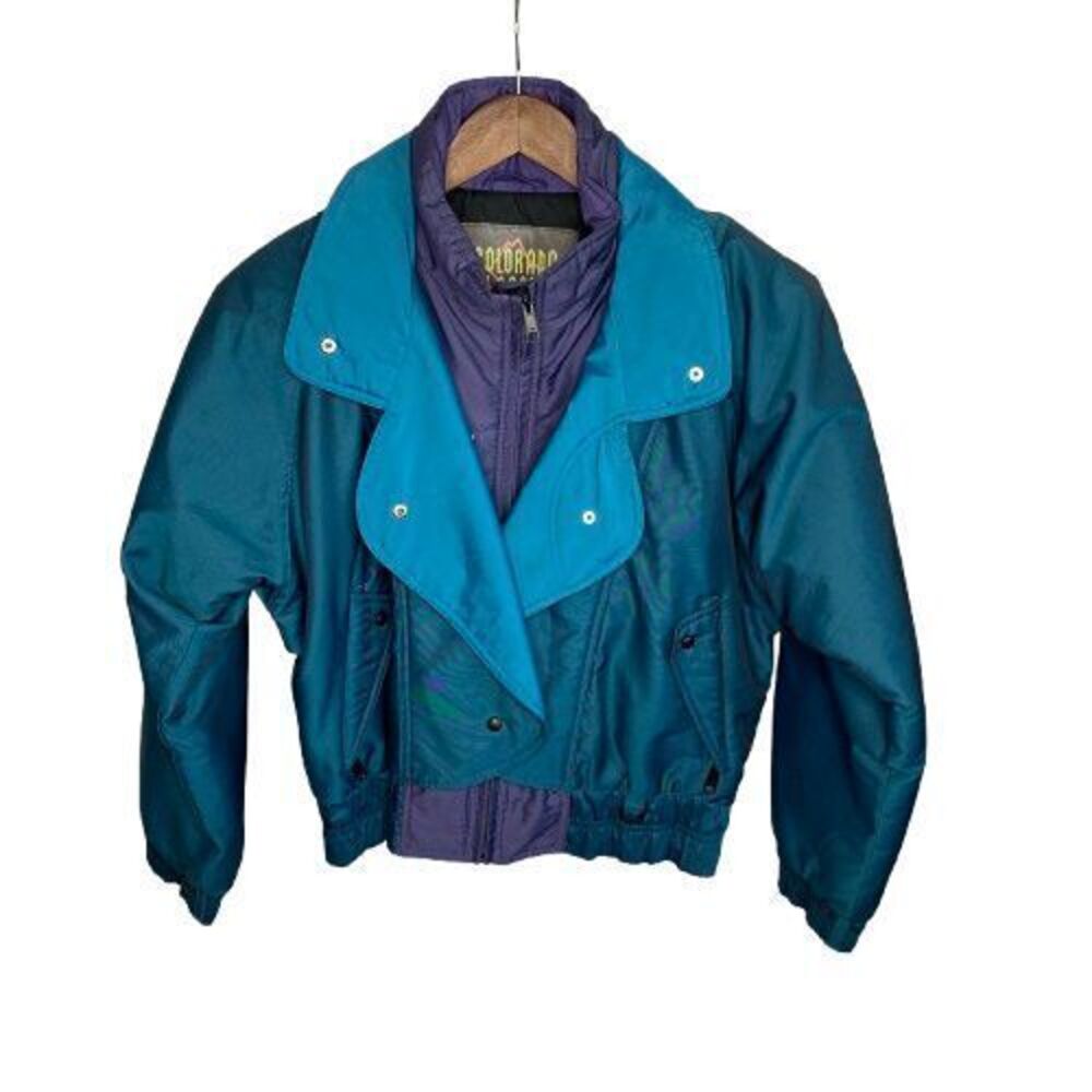 VTG 90s Retro Womens Ski Winter Jacket Size M Blue Purple 90s Snowboard Colorful